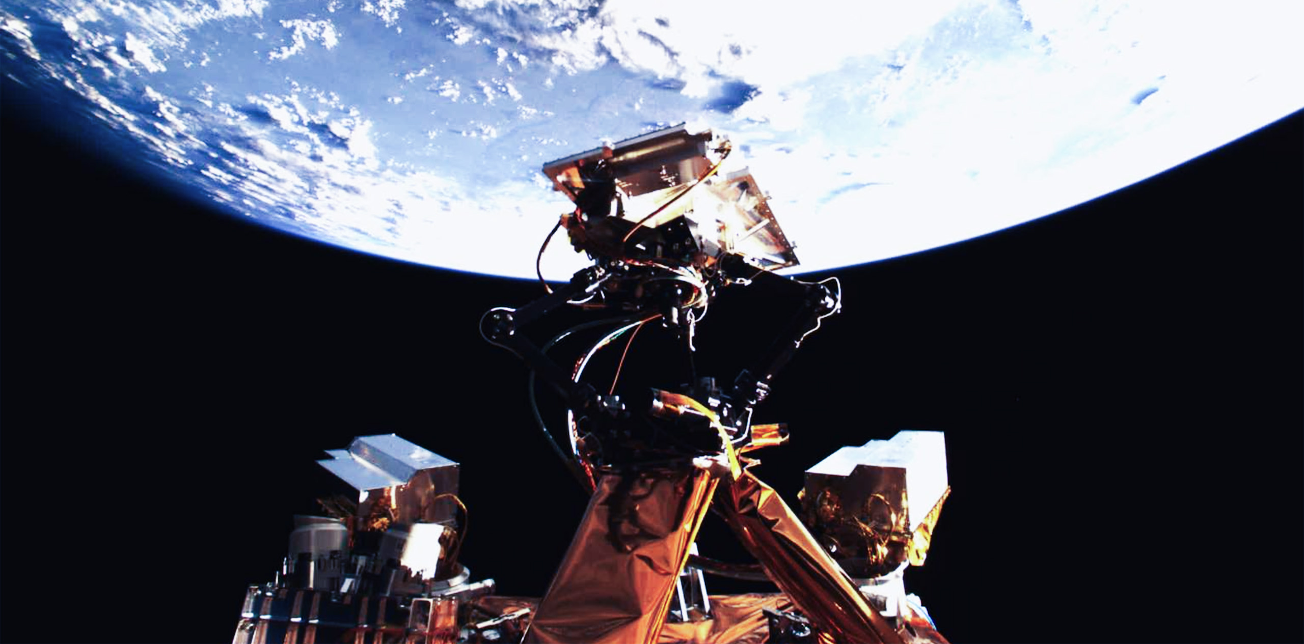 Kepler's T1 satellite with optical heads in space